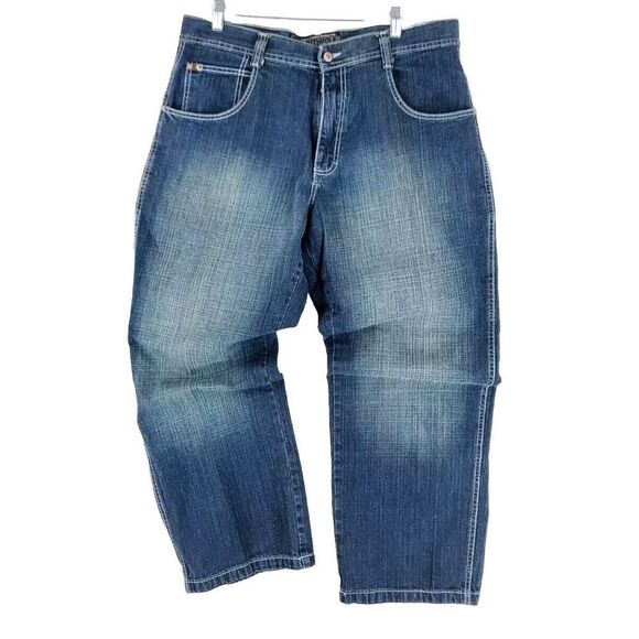 Vtg SouthPole 4180 Baggy Blue Jeans Mens 36 Wide Leg Grunge Skate Y2K (37x30)